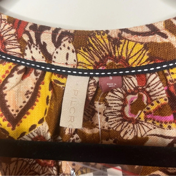 NWT PILCRO Boho Fall Colorful Puff Sleeve Cotton Linen Blend Tunic Dress - Picture 6 of 15